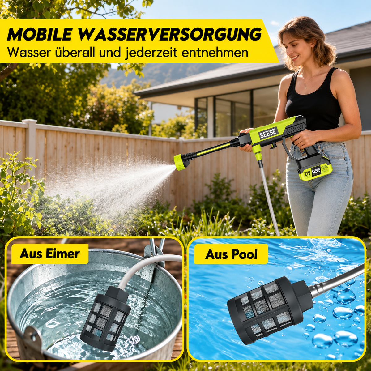 SEESE PowerJet — Kabelloser Hochdruckreiniger